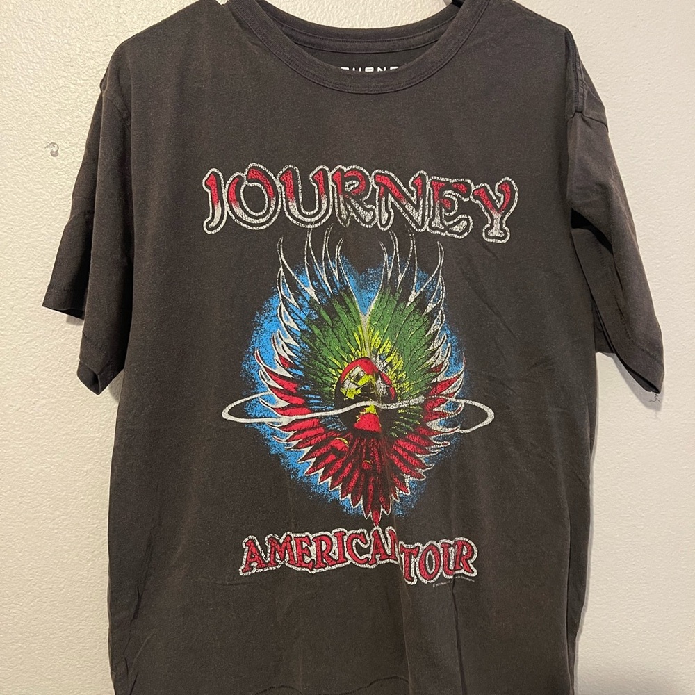 Authentic Journey Shirt Short Sleeve Concert Shirt Band Tee Gray Size L